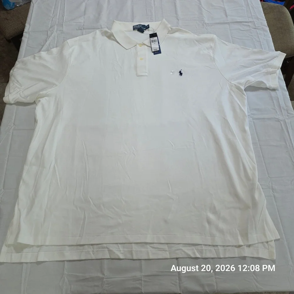 Polo Ralph Lauren Mens 4XB Big White Short Sleeve Cotton Classic Polo Shirt NWT